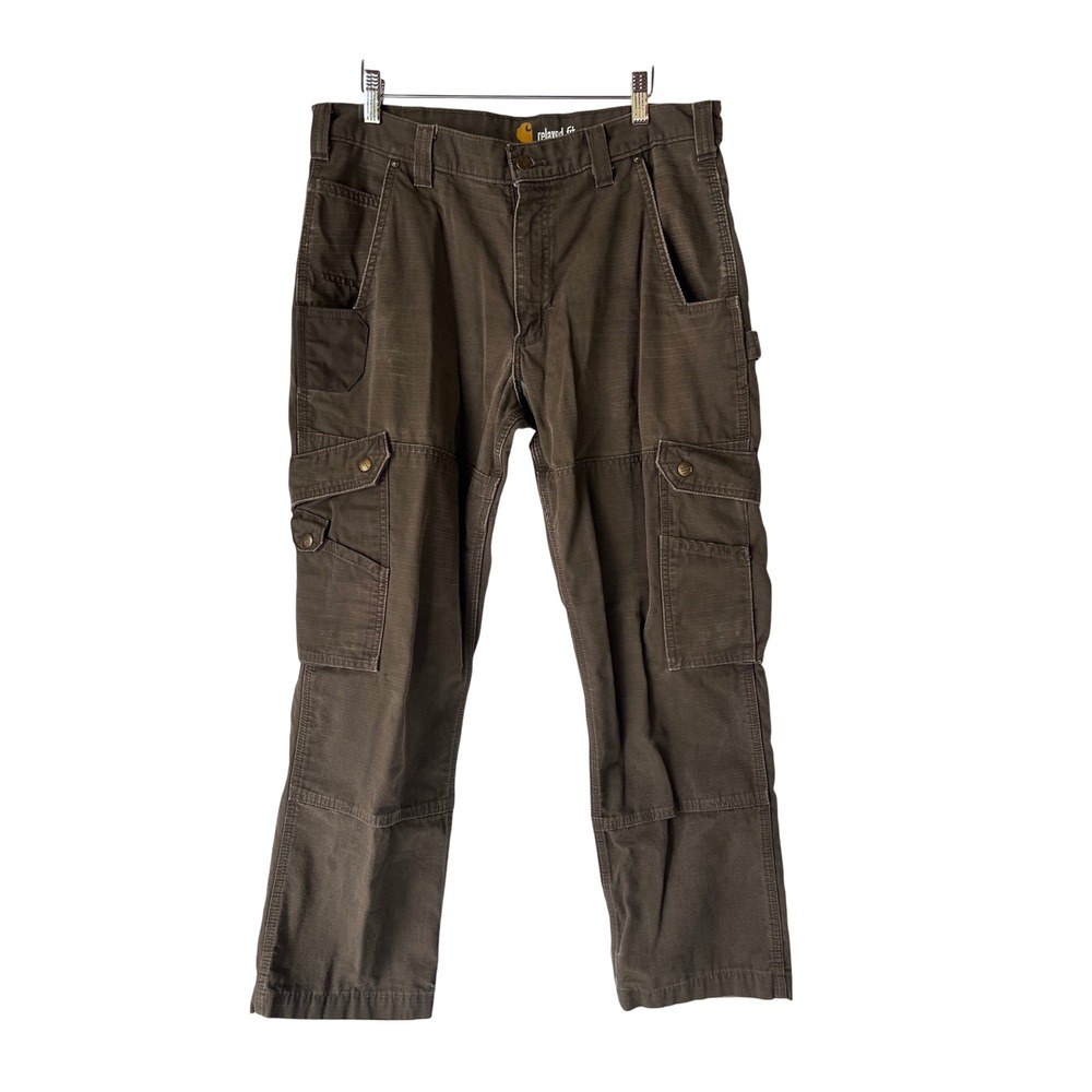 Carhartt Mens B342-DFE Relaxed Fit Cotton Ripstop Cargo Pants Brown 34x30